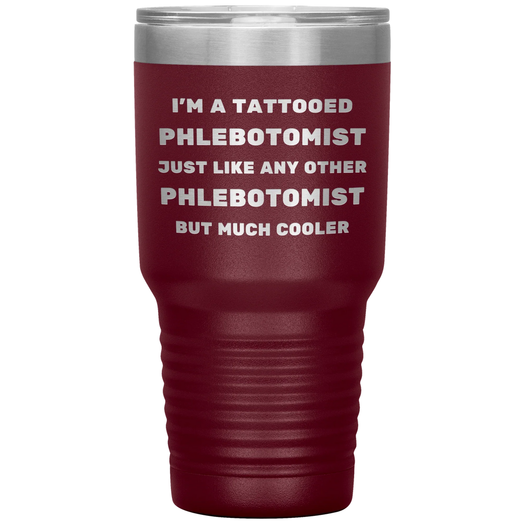 Tattooed Phlebotomist – Stainless Steel Polar Tumbler 30 oz for Inked Lab Techs & Healthcare Pros