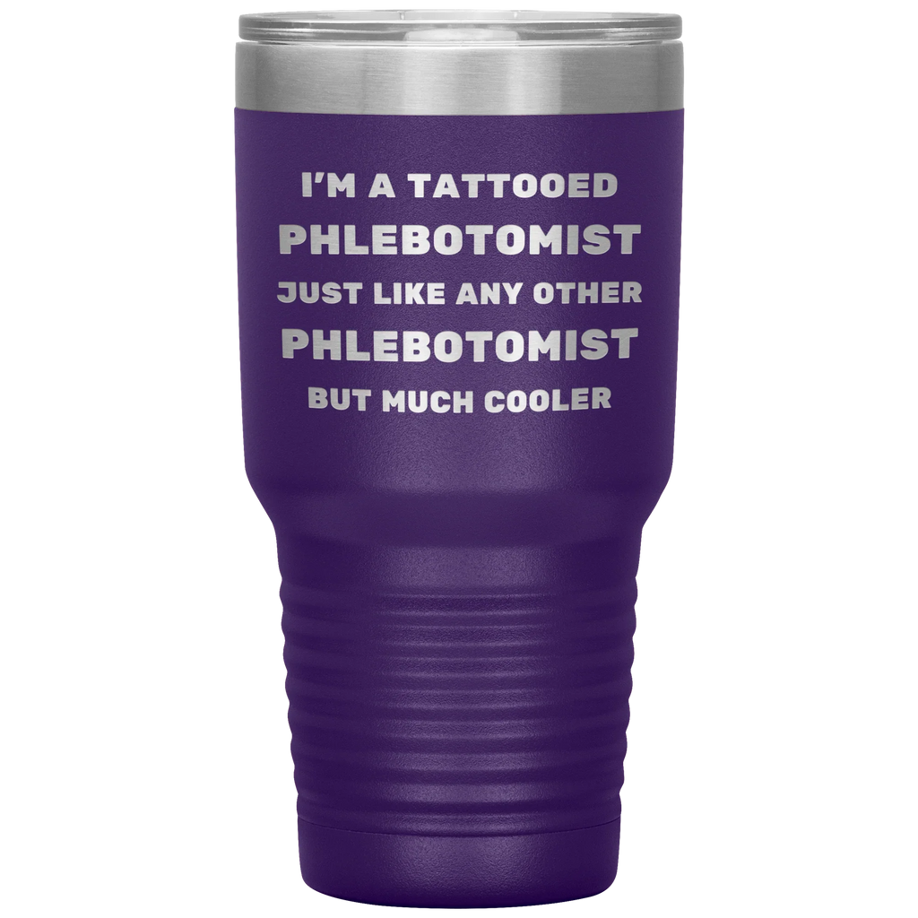 Tattooed Phlebotomist – Stainless Steel Polar Tumbler 30 oz for Inked Lab Techs & Healthcare Pros