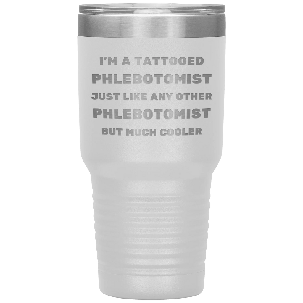 Tattooed Phlebotomist – Stainless Steel Polar Tumbler 30 oz for Inked Lab Techs & Healthcare Pros