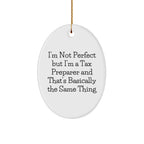 Tax Preparer Gifts from Friends and Family - Oval Ornament with Funny Quote - Unique Christmas Ornament