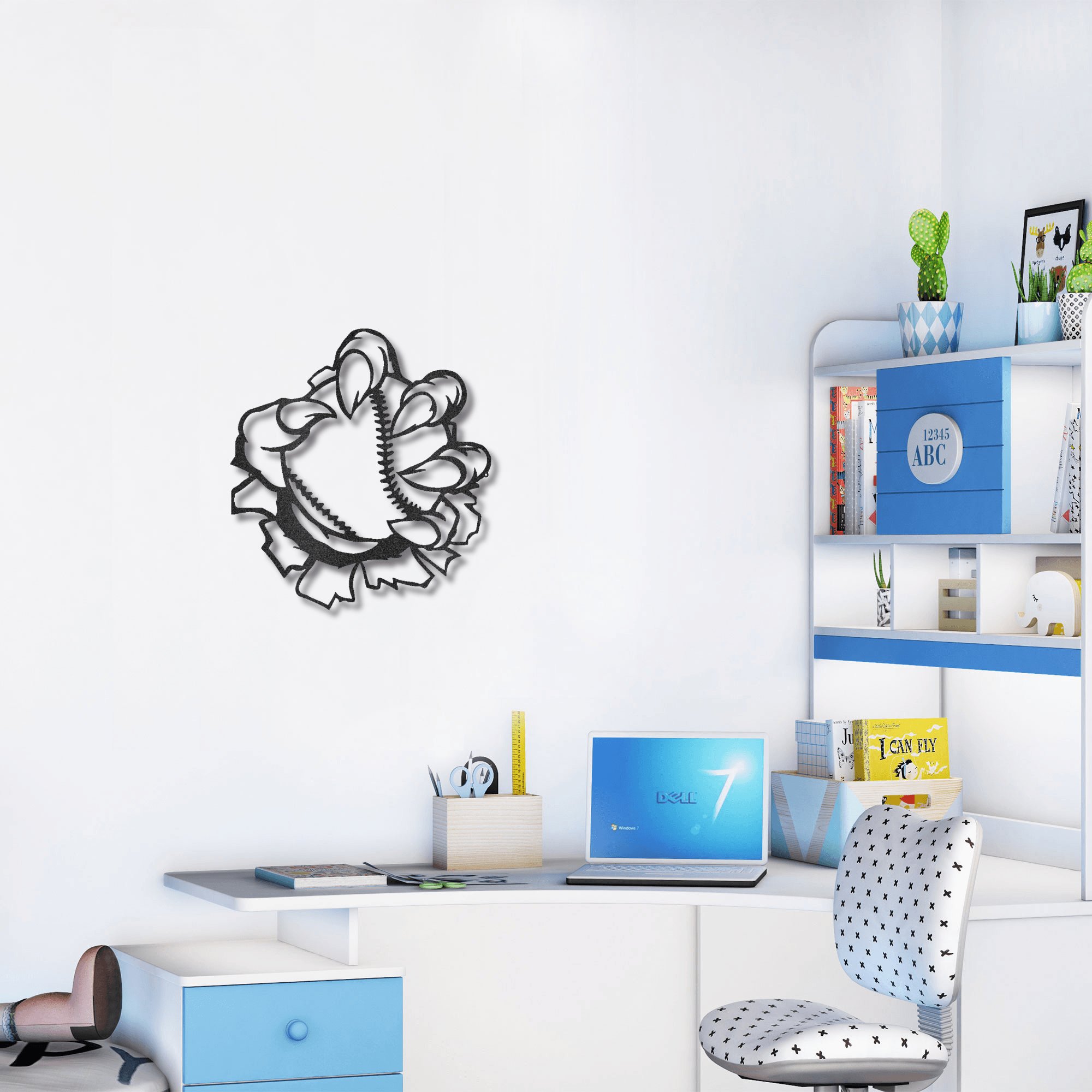 Baseball Monster Claw Metal Art Wall Sign - Mallard Moon Gift Shop