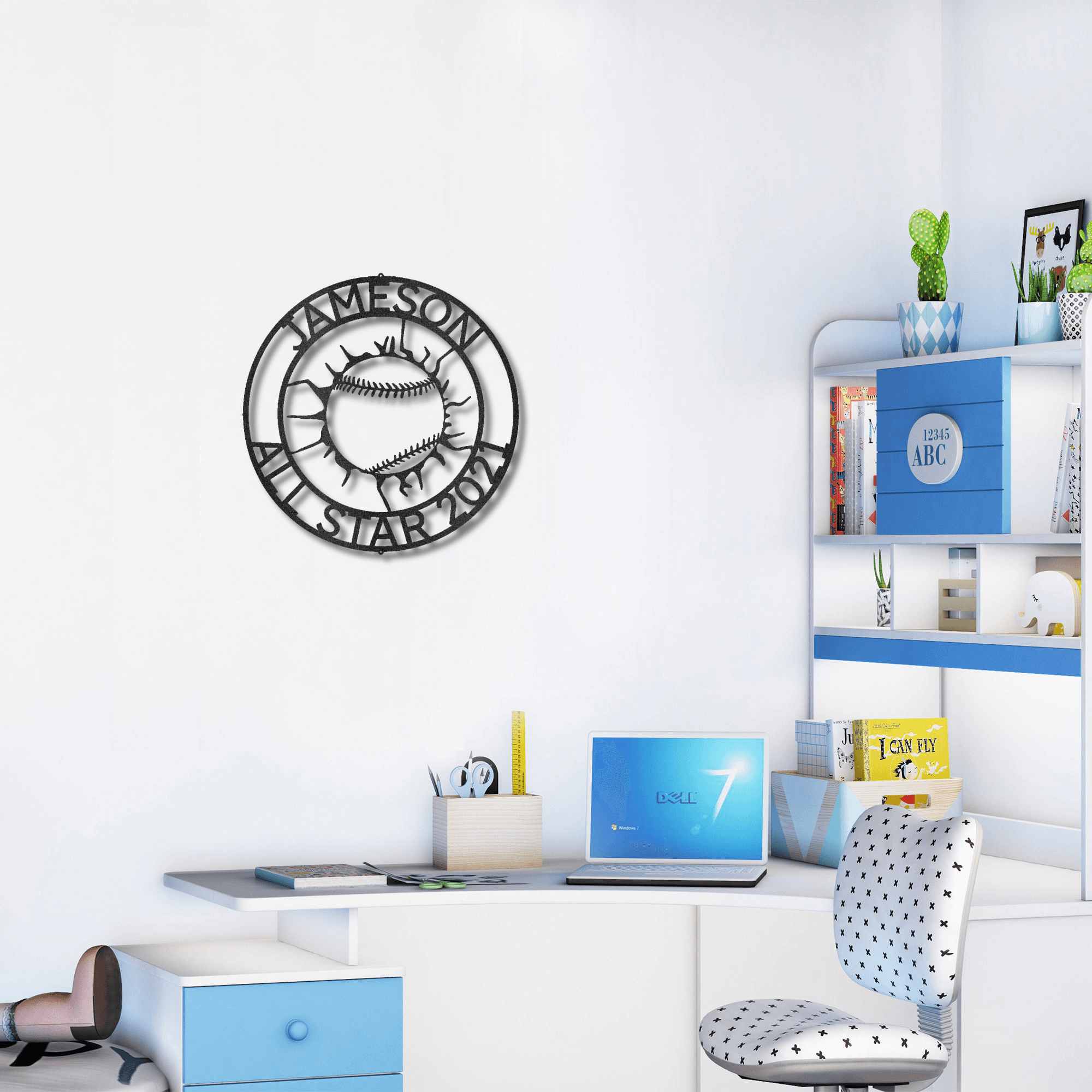 Baseball Custom Name Metal Art Wall Sign - Mallard Moon Gift Shop