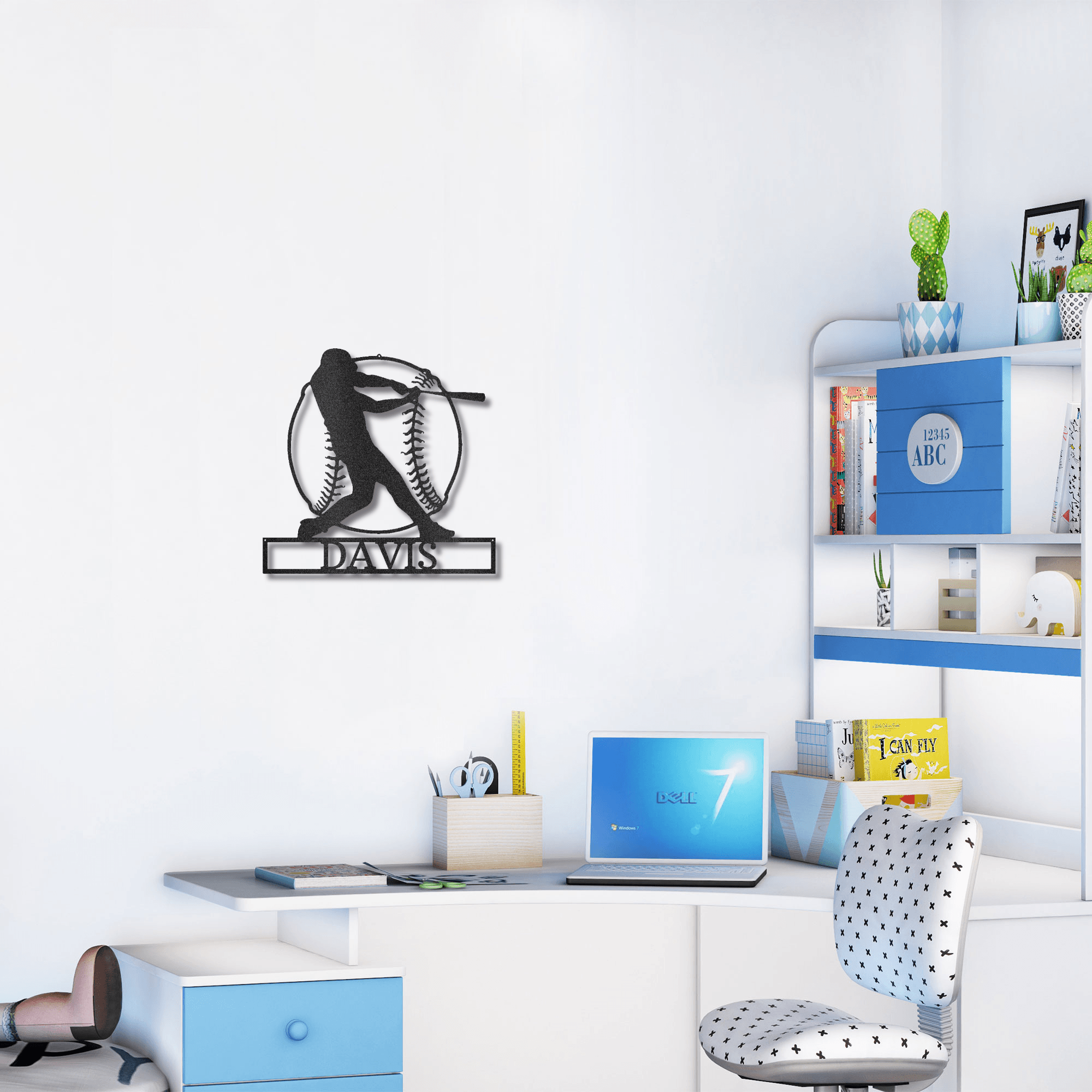 Baseball Batter Custom Name Metal Art Wall Sign - Mallard Moon Gift Shop