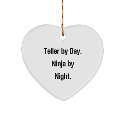 Teller Gifts from Friends - Ninja by Night, Heart Ornament with Funny Quote - Christmas Unique Gifts