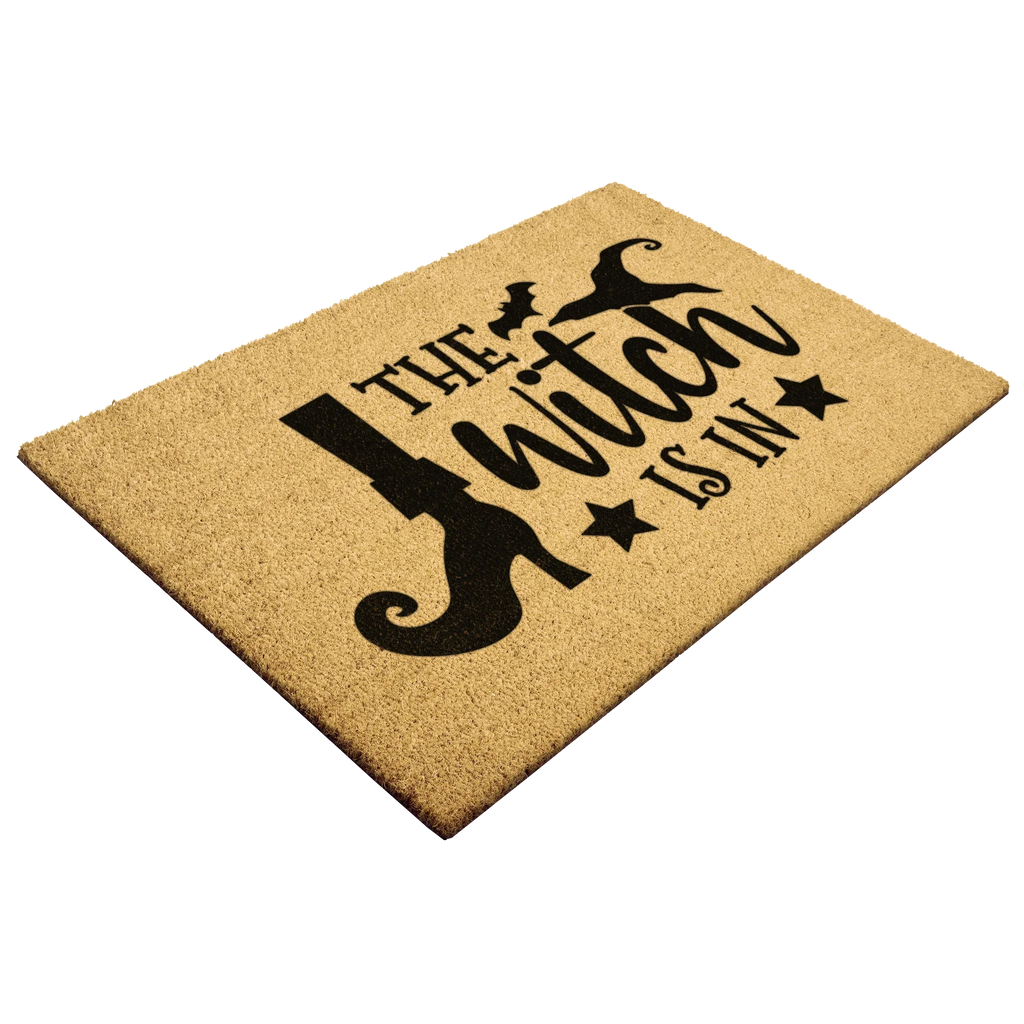 The Witch Is In Doormat – Funny Witch Halloween Outdoor Coir Mat Décor