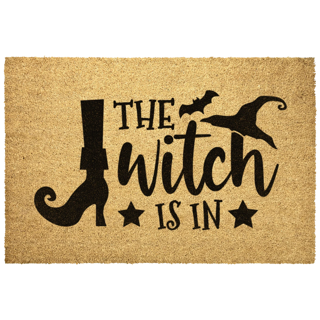 The Witch Is In Doormat – Funny Witch Halloween Outdoor Coir Mat Décor