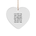 Therapist Gifts from Friends and Family, Funny Heart Ornament with Quote, Christmas Unique Gifts for Therapist