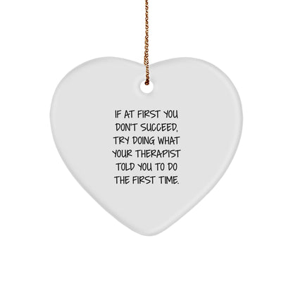Therapist Gifts from Friends and Family, Funny Heart Ornament with Quote, Christmas Unique Gifts for Therapist
