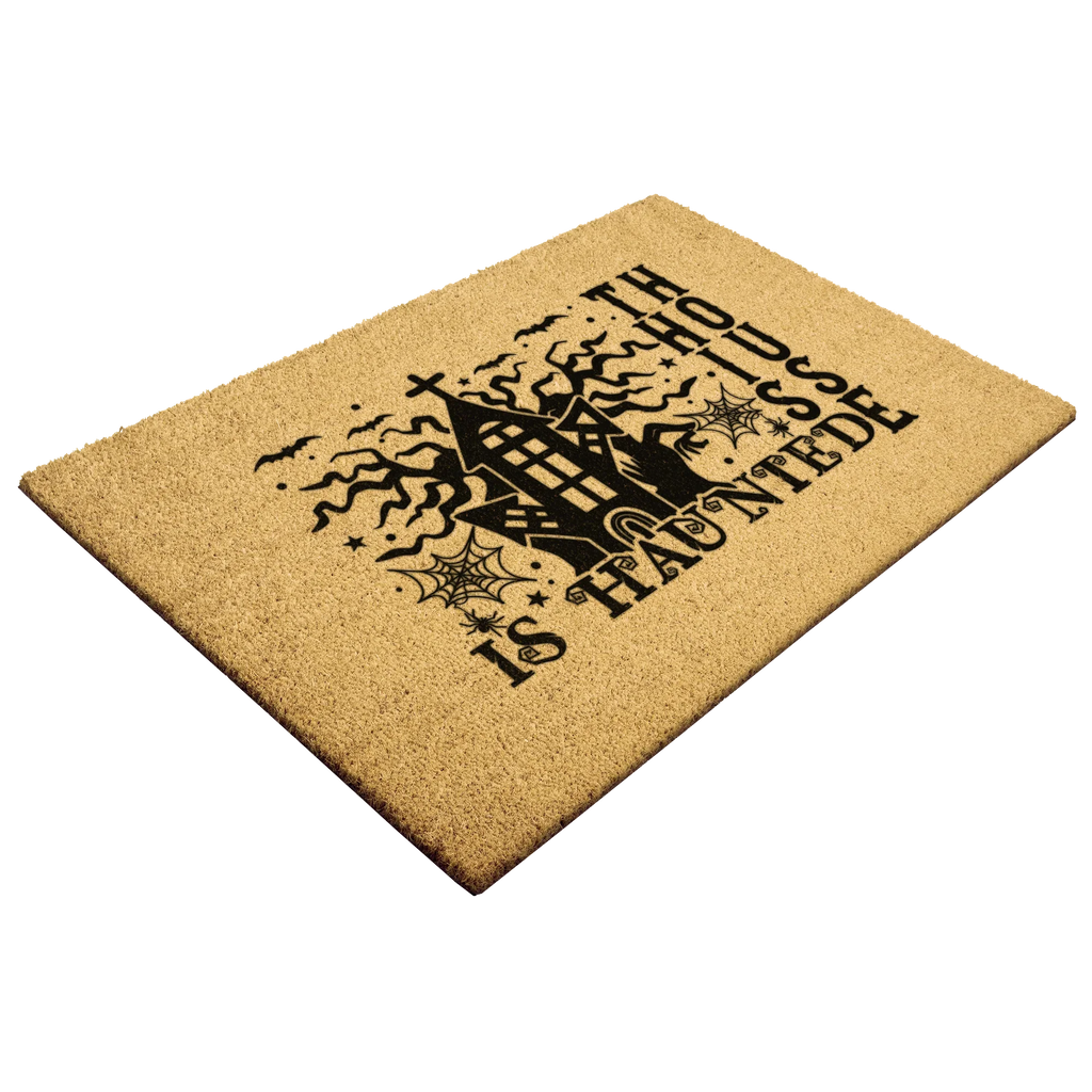 This House Is Haunted Coir Doormat – Haunted House Halloween Welcome Mat | Spooky Front Porch Decor | Rustic Fall Entryway Rug