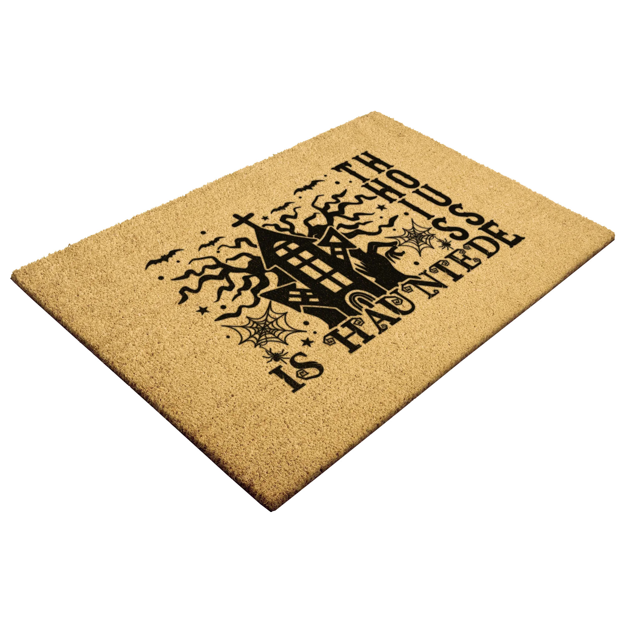 This House Is Haunted Coir Doormat – Haunted House Halloween Welcome Mat | Spooky Front Porch Decor | Rustic Fall Entryway Rug