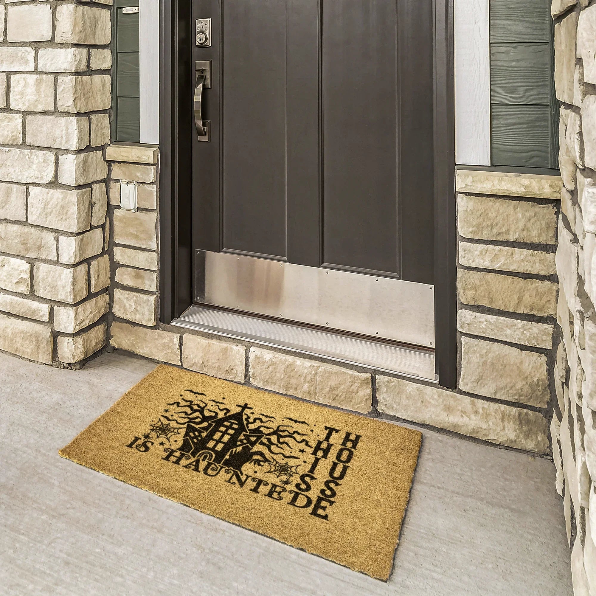 This House Is Haunted Coir Doormat – Haunted House Halloween Welcome Mat | Spooky Front Porch Decor | Rustic Fall Entryway Rug