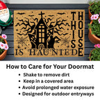 This House Is Haunted Coir Doormat – Haunted House Halloween Welcome Mat | Spooky Front Porch Decor | Rustic Fall Entryway Rug