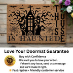 This House Is Haunted Coir Doormat – Haunted House Halloween Welcome Mat | Spooky Front Porch Decor | Rustic Fall Entryway Rug