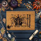 This House Is Haunted Coir Doormat – Haunted House Halloween Welcome Mat | Spooky Front Porch Decor | Rustic Fall Entryway Rug