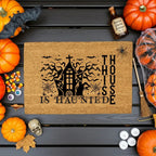 This House Is Haunted Coir Doormat – Haunted House Halloween Welcome Mat | Spooky Front Porch Decor | Rustic Fall Entryway Rug