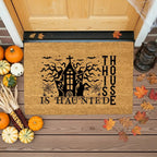 This House Is Haunted Coir Doormat – Haunted House Halloween Welcome Mat | Spooky Front Porch Decor | Rustic Fall Entryway Rug