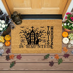 This House Is Haunted Coir Doormat – Haunted House Halloween Welcome Mat | Spooky Front Porch Decor | Rustic Fall Entryway Rug