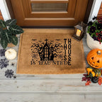 This House Is Haunted Coir Doormat – Haunted House Halloween Welcome Mat | Spooky Front Porch Decor | Rustic Fall Entryway Rug