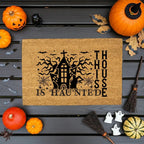 This House Is Haunted Coir Doormat – Haunted House Halloween Welcome Mat | Spooky Front Porch Decor | Rustic Fall Entryway Rug