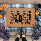 This House Is Haunted Coir Doormat – Haunted House Halloween Welcome Mat | Spooky Front Porch Decor | Rustic Fall Entryway Rug