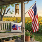 Happy 4th of July Sunflower Pillow – Patriotic Floral Throw Pillow – Red White Blue Farmhouse Decor – Americana Outdoor Cushion