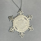 To My Father In Law Gifts, Never give up no matter what, Inspirational Father In Law Snowflake Ornament, Encouragement Birthday Christmas Unique Gifts For Father In Law