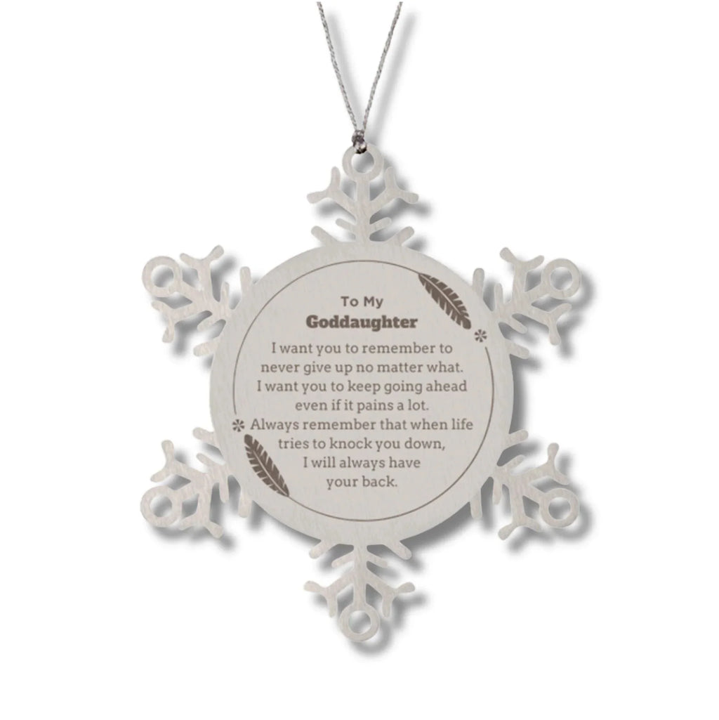To My Goddaughter Gifts, Never give up no matter what, Inspirational Goddaughter Snowflake Ornament, Encouragement Birthday Christmas Unique Gifts For Goddaughter