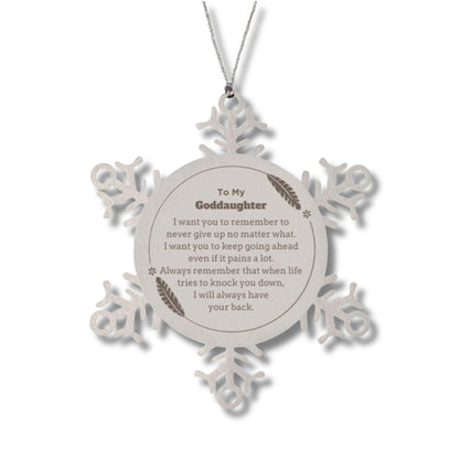 To My Goddaughter Gifts, Never give up no matter what, Inspirational Goddaughter Snowflake Ornament, Encouragement Birthday Christmas Unique Gifts For Goddaughter