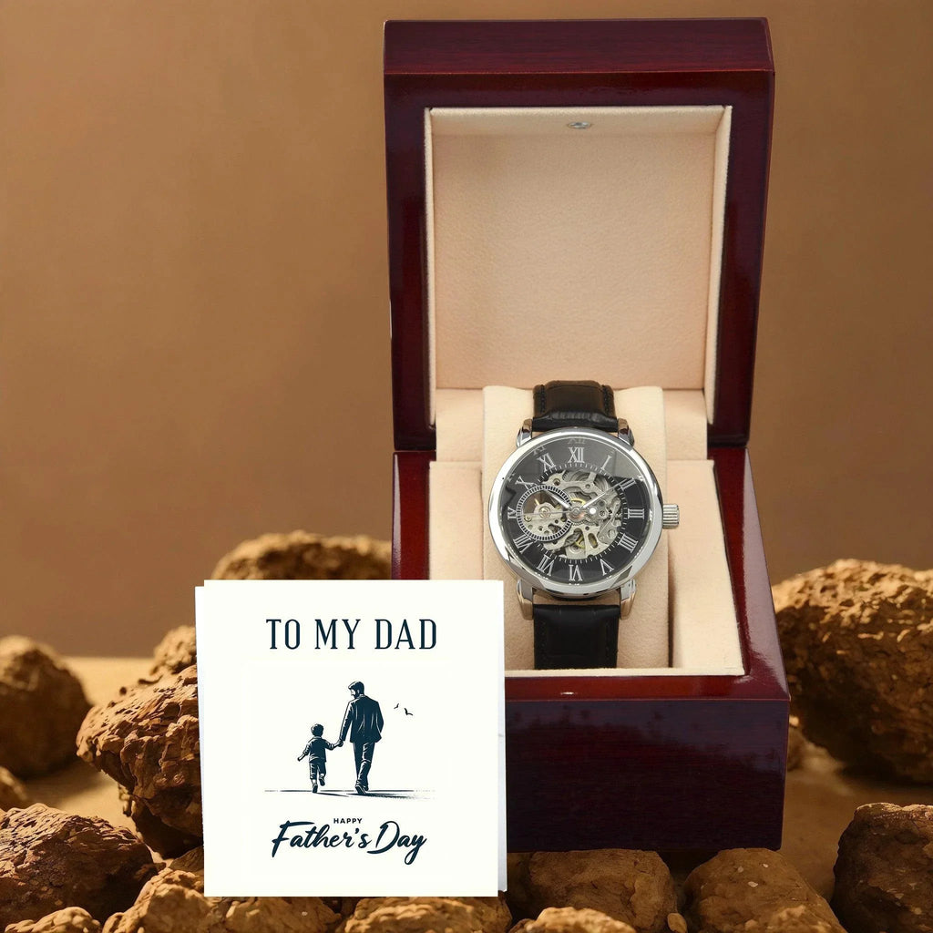 To My Dad Happy Father's Day Men's Openwork Watch with Gift Box