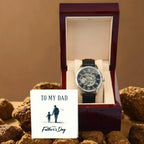 To My Dad Happy Father's Day Men's Openwork Watch with Gift Box