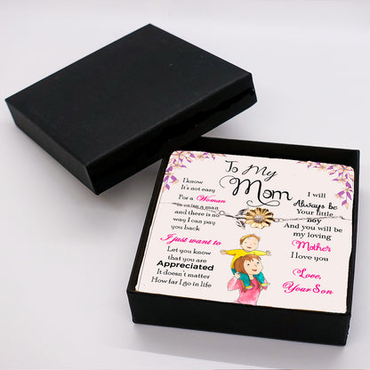 Sunflower Bracelet for Mom from Son – Sterling Silver with 18K Gold-Plated Petals – Sentimental Mother’s Day, Birthday, or Christmas Gift with Heartfelt Message Card - Mallard Moon Gift Shop