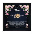 Mom Sunflower Bracelet – Sterling Silver with 18K Gold-Plated Petals – Sentimental Mother’s Day, Birthday, or Christmas Gift with Heartfelt Message Card - My Friend and Confidante