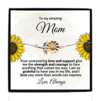 Mom Sunflower Bracelet – Sterling Silver with 18K Gold-Plated Petals – Meaningful Mother’s Day, Birthday, or Christmas Gift with Heartfelt Message Card