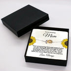 Mom Sunflower Bracelet – Sterling Silver with 18K Gold-Plated Petals – Meaningful Mother’s Day, Birthday, or Christmas Gift with Heartfelt Message Card
