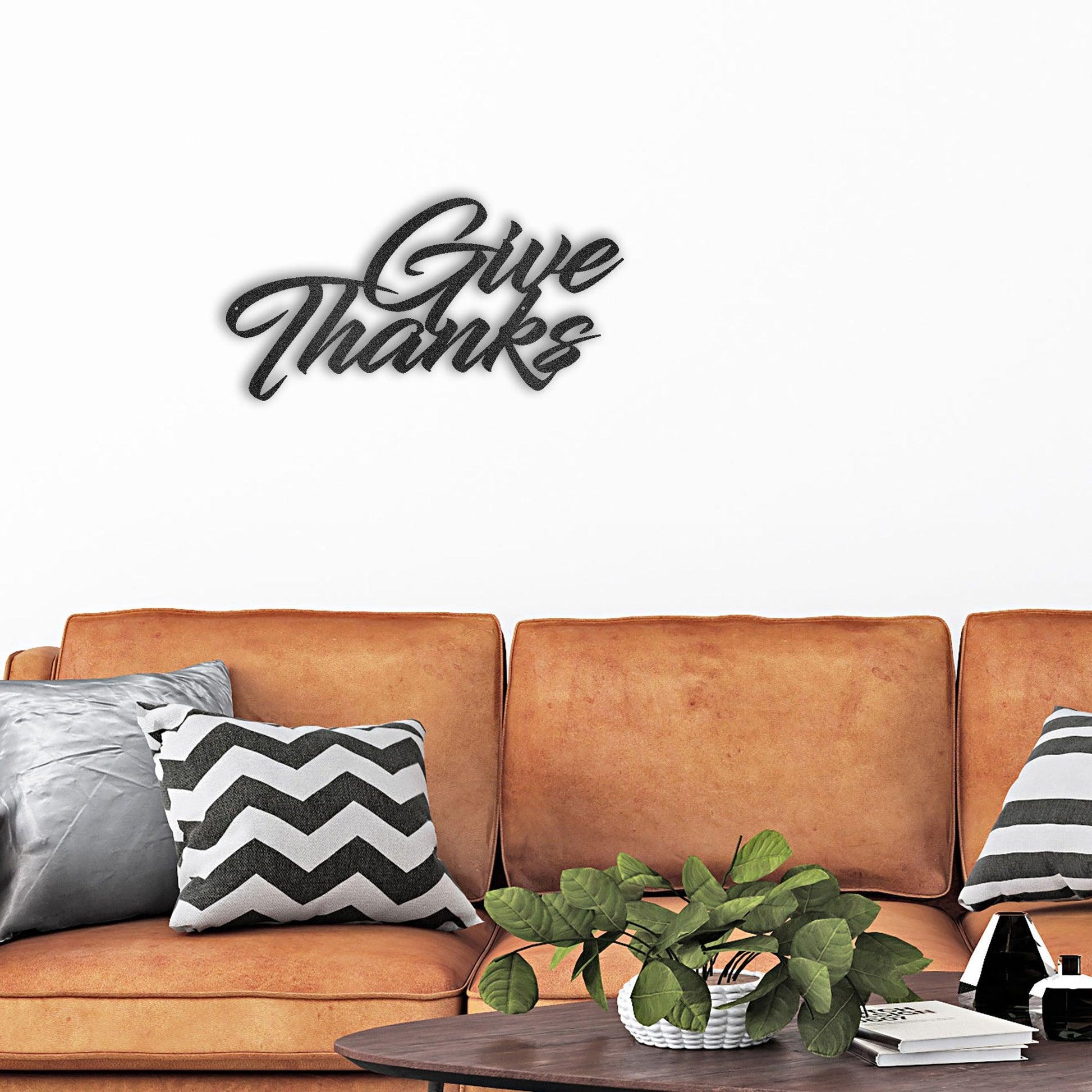 Give Thanks Indoor Outdoor Steel Wall Sign Metal Art - Mallard Moon Gift Shop