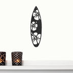 Surfboard Metal Wall Art – Coastal Beach Decor – Tropical Hibiscus Surfboard Wall Hanging – Outdoor Metal Wall Art