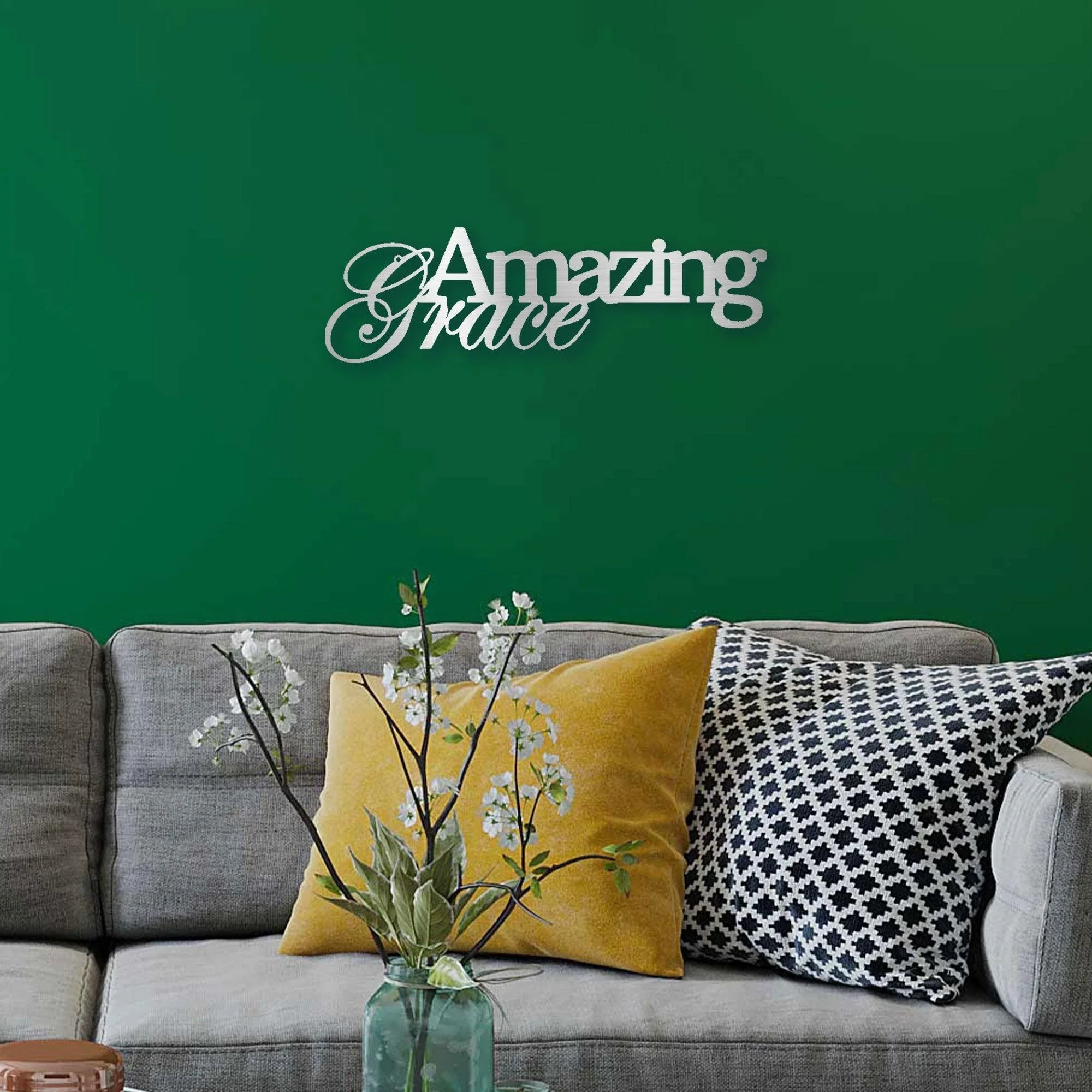 Amazing Grace Script Indoor Outdoor Steel Wall Sign Art