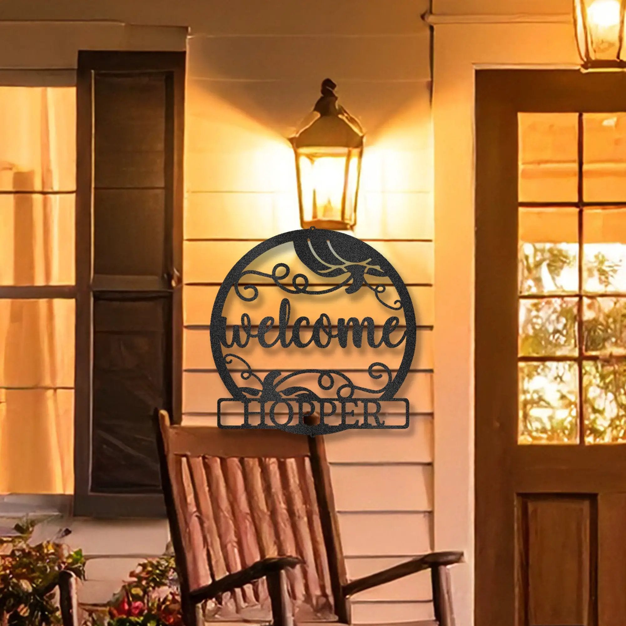 Welcome Fall Custom Monogram Indoor Outdoor Steel Wall Sign