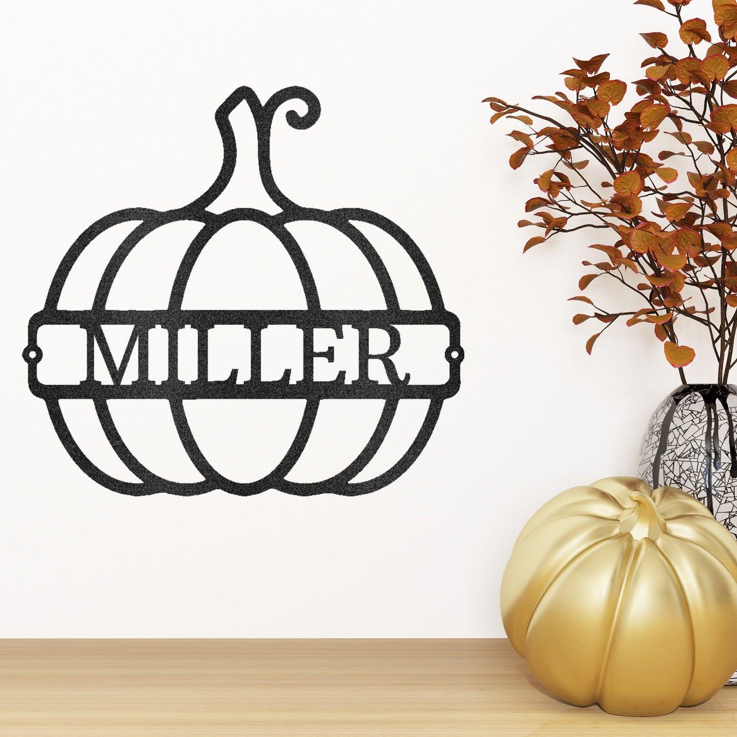 Big Pumpkin Monogram Personalized Indoor Outdoor Steel Wall Sign Art - Mallard Moon Gift Shop