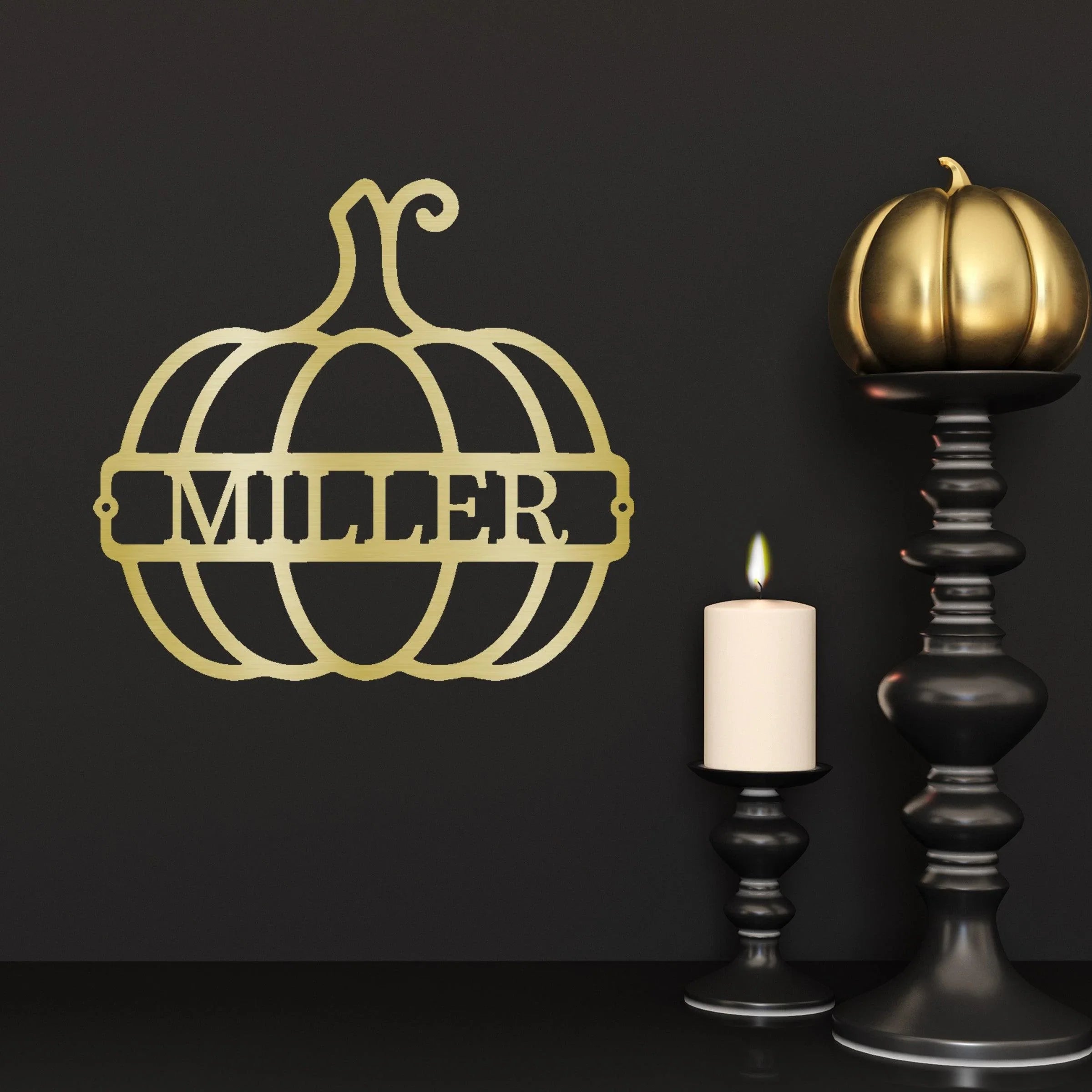 Big Pumpkin Monogram Personalized Indoor Outdoor Steel Wall Sign Art