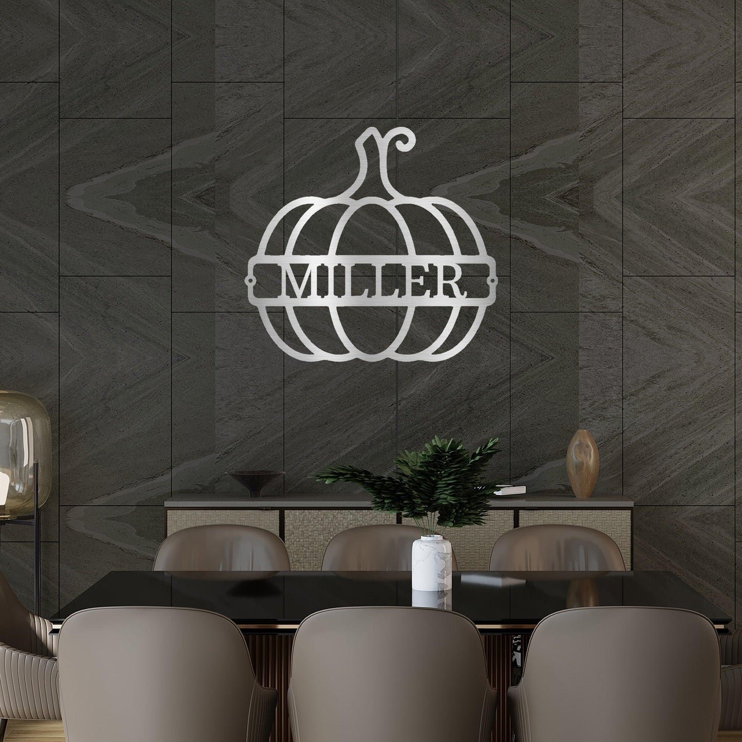 Big Pumpkin Monogram Personalized Indoor Outdoor Steel Wall Sign Art - Mallard Moon Gift Shop