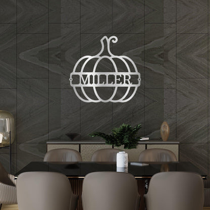 Big Pumpkin Monogram Personalized Indoor Outdoor Steel Wall Sign Art - Mallard Moon Gift Shop