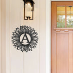 Sunflower Monogram Metal Art - Custom Initial, Perfect for Home & Garden