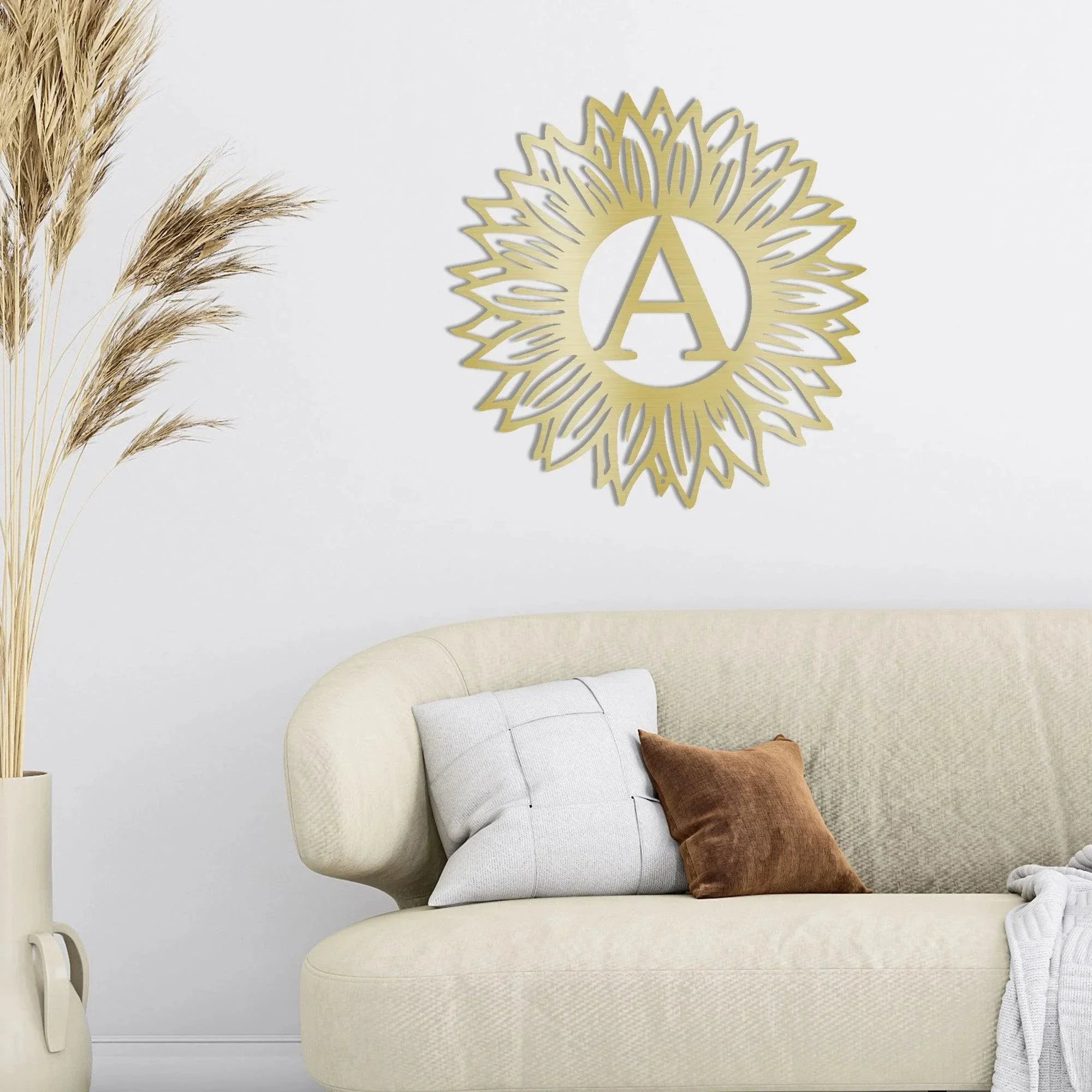 Sunflower Monogram Metal Art - Custom Initial, Perfect for Home & Garden