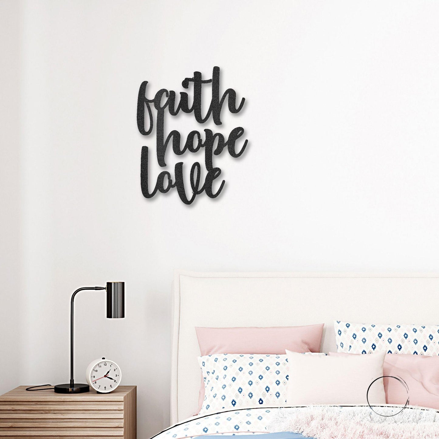 Faith Hope Love Script Indoor Outdoor Steel Wall Sign - Mallard Moon Gift Shop