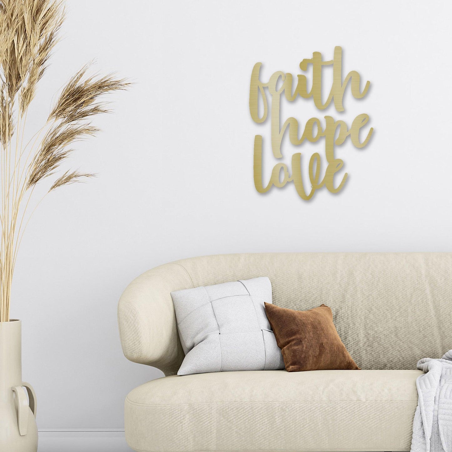 Faith Hope Love Script Indoor Outdoor Steel Wall Sign - Mallard Moon Gift Shop