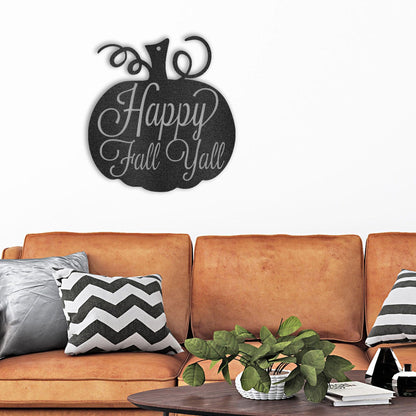 Happy Fall Y'all Metal Pumpkin Sign – Fall Décor for Home, Porch, or Office - Mallard Moon Gift Shop