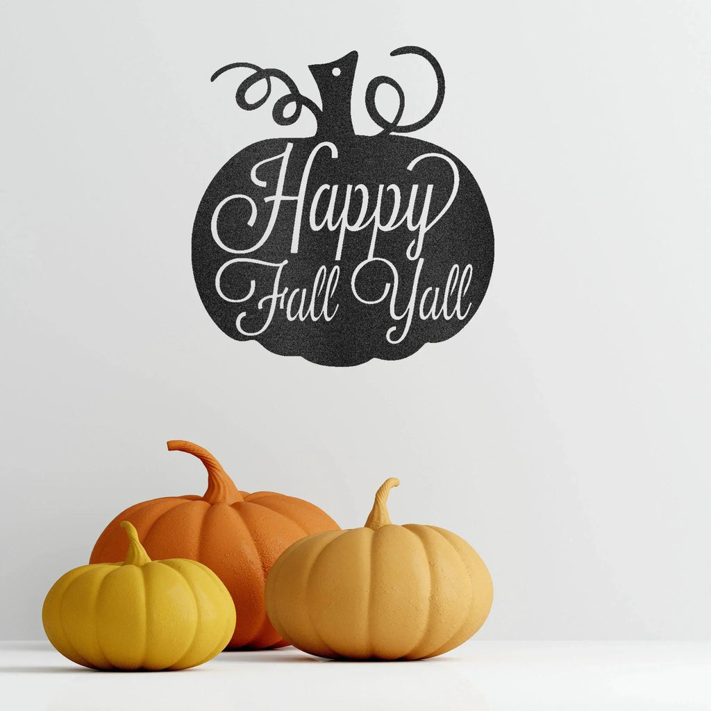 Happy Fall Y'all Metal Pumpkin Sign – Fall Décor for Home, Porch, or Office