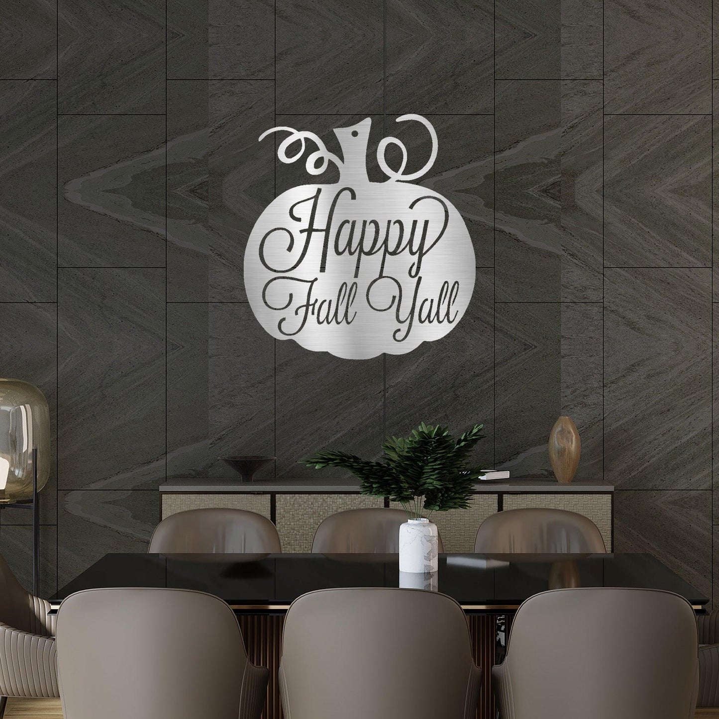 Happy Fall Y'all Metal Pumpkin Sign – Fall Décor for Home, Porch, or Office - Mallard Moon Gift Shop