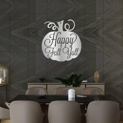 Happy Fall Y'all Metal Pumpkin Sign – Fall Décor for Home, Porch, or Office - Mallard Moon Gift Shop